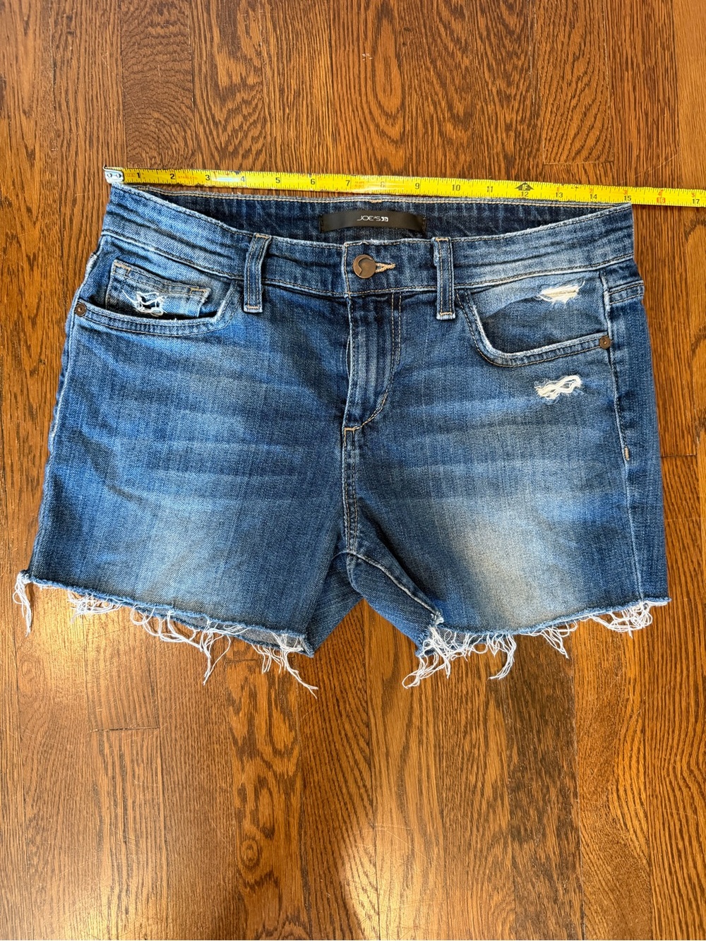 Joe's Jeans Medium Blue Frayed Hem Distressed Denim Shorts